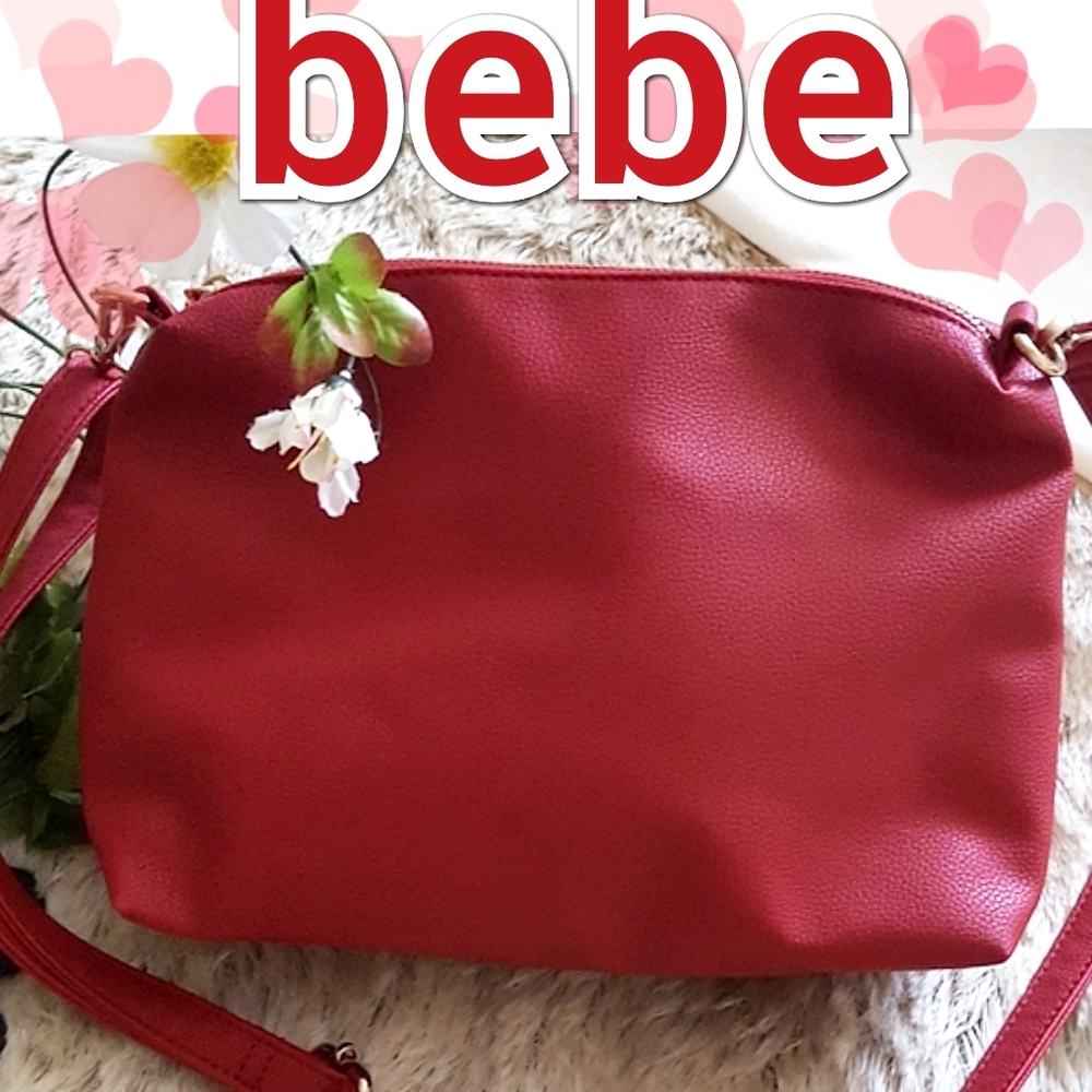 bebe❤Red Leather Crossbody  Bag